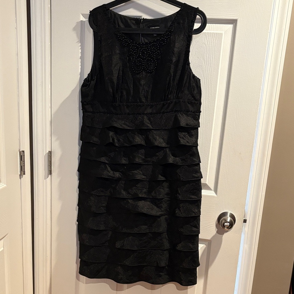 Adrianna Papell Black Layered Midi Dress